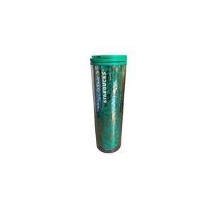 Starbucks Green and Gold Flake Acrylic Tumbler